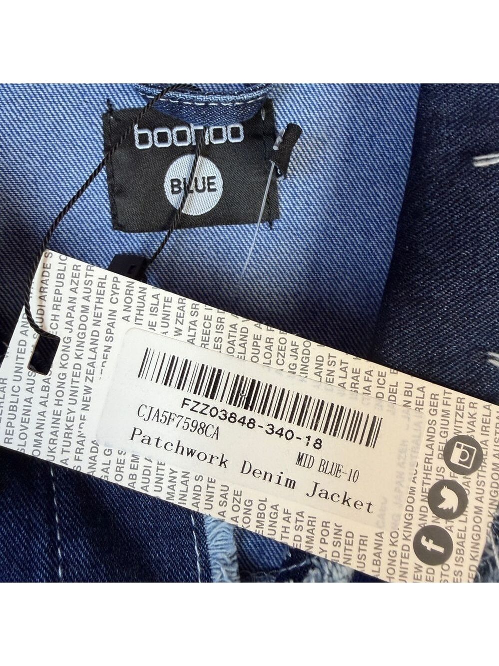 NWT Boohoo NWT Boho/Western patchwork denim jacket size 6 Casual Long Sleeve - Picture 13 of 13